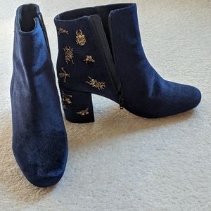 Barney's blue velvet heeled booties. 8M or 38